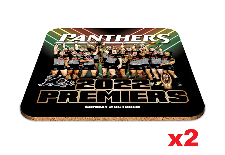 Penrith Panthers NRL Premiers 2022 Image Drink Cork Coasters (2 Pack) P2