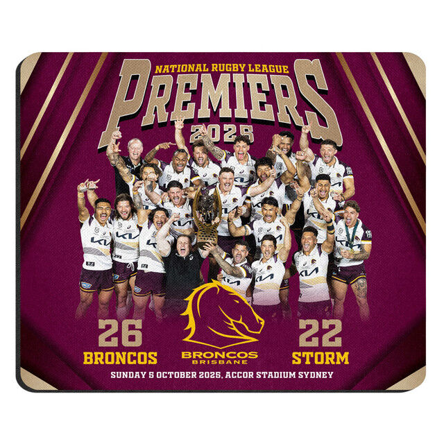 Brisbane Broncos NRL 2025 Premiers Celebration Photo Mouse Mat Pad P2! In Stock!