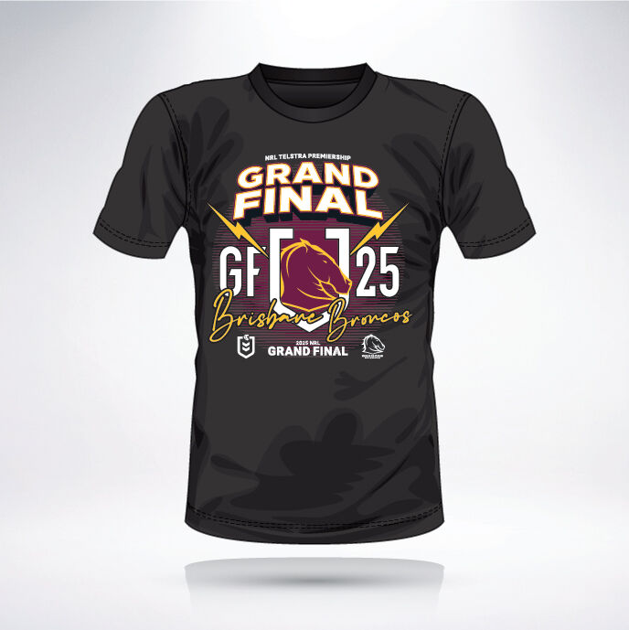 Brisbane Broncos NRL 2025 Tidwell Grand Final T Shirt Kids Sizes 8-14!