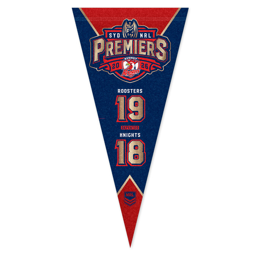 Sydney Roosters NRL Premiers 2026 Wall Pennant Flag P1! PRESALE