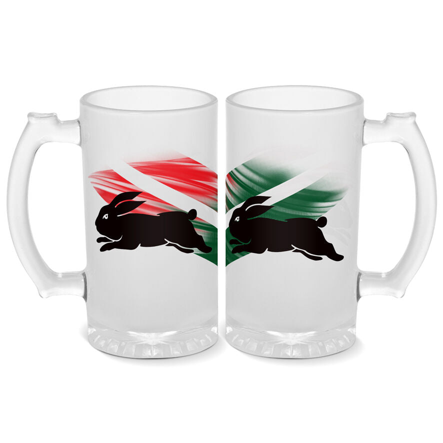 South Sydney Rabbitohs NRL Frosted Stein Glass!