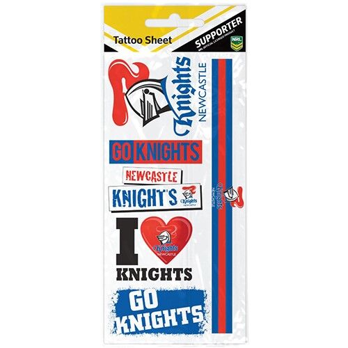Official NRL Newcastle Knights Temporary Tattoo Sheet Pack