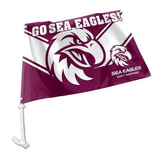 2 x Manly Sea Eagles NRL Car Flag 30 cm x 49 cm!
