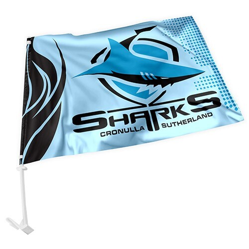 2 x Cronulla Sharks NRL Car Flag 30 cm x 49 cm!