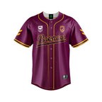 Brisbane Broncos NRL 'Homer' Baseball Jersey Slugger T Shirt Sizes 8-14!