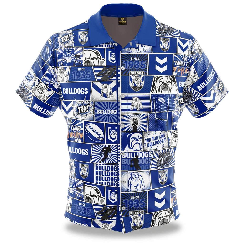 Canterbury Bulldogs NRL Fanatic Button Up Shirts Polo Sizes S-5XL!