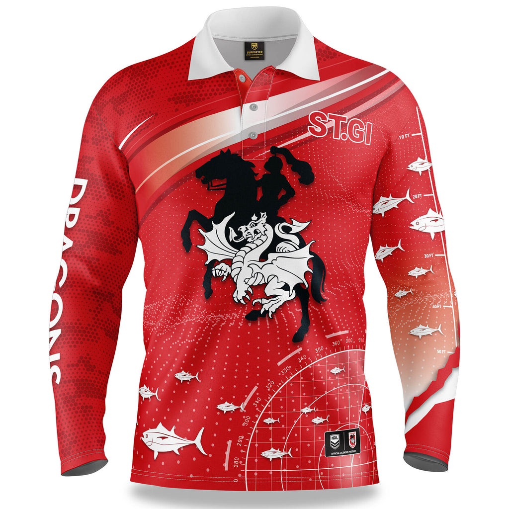 St George Illawarra Dragons NRL Fishfinder Fishing Shirt Polo Sizes S-5XL!