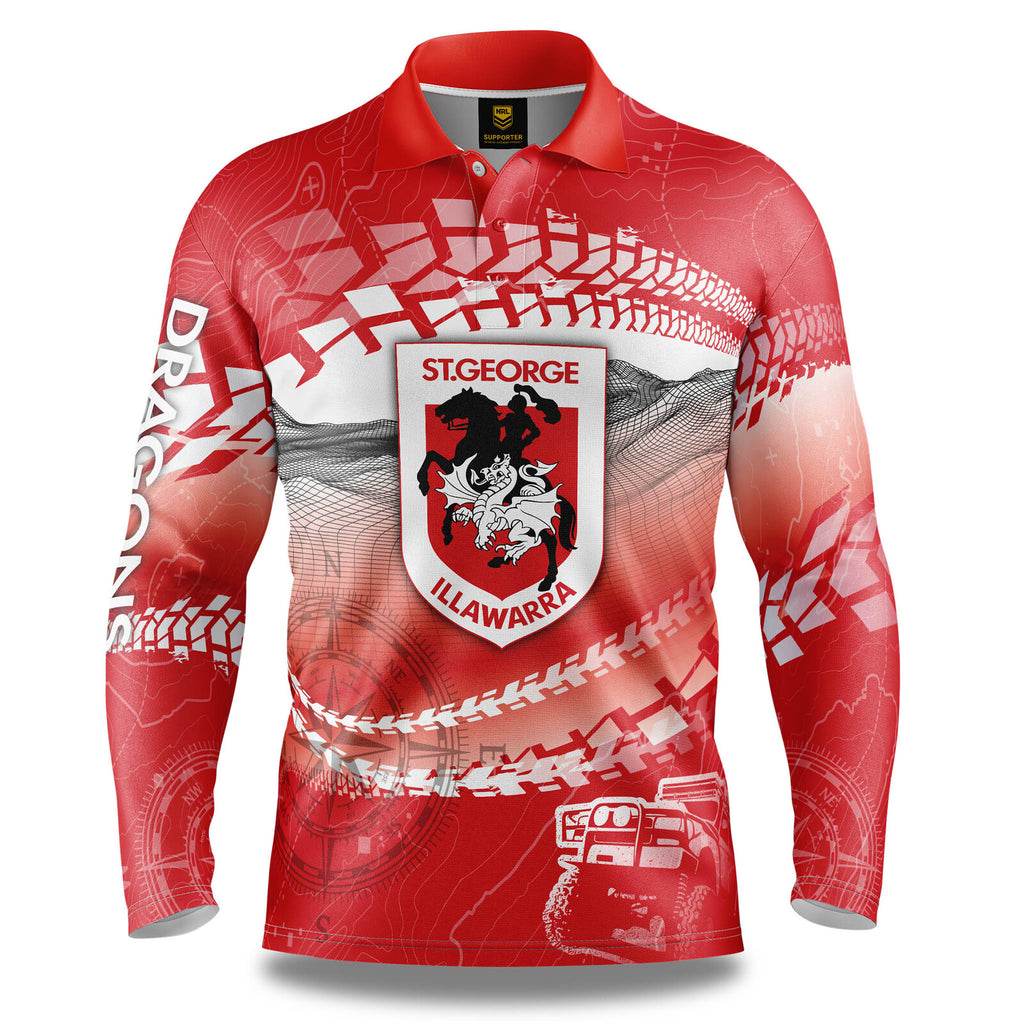 St George ILL Dragons NRL Trax Off-Road Camping Polo T Shirt Sizes S-5XL!