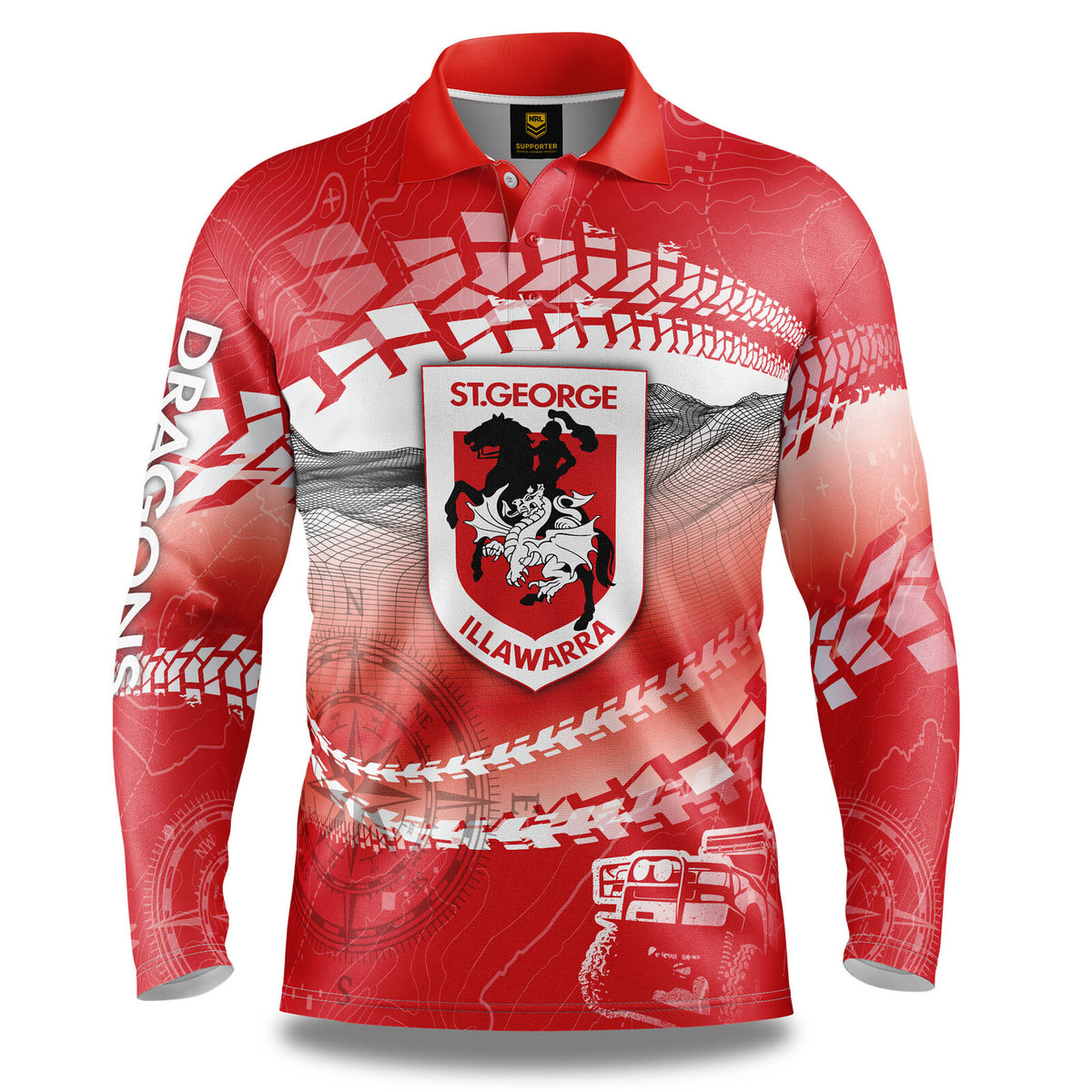 St George ILL Dragons NRL Trax Off-Road Camping Polo T Shirt Sizes S-5XL!