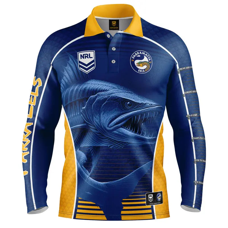 Parramatta Eels NRL Barracuda Fishing Shirt Mens Sizes S-5XL!