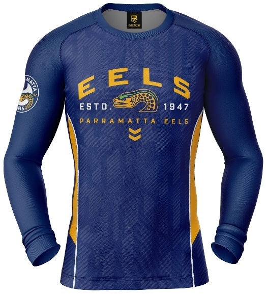 Parramatta Eels NRL Ashtabula 'Blocker' Long Sleeve Rash Vest Sizes S-2XL!