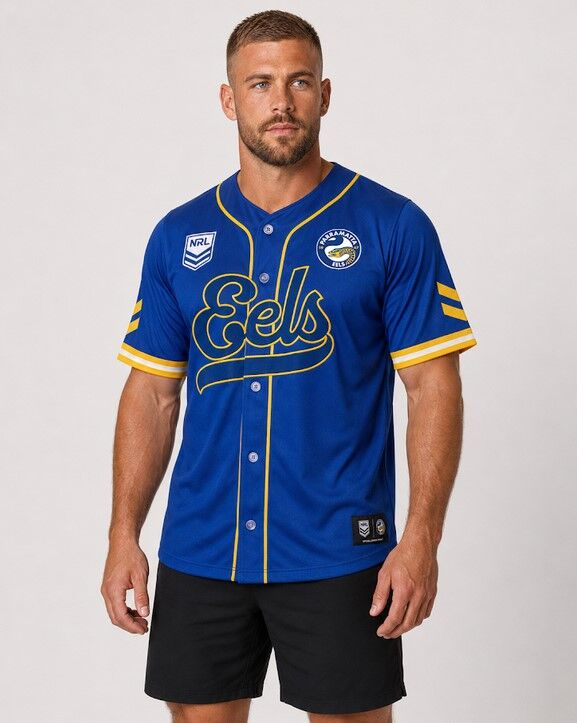 Parramatta Eels NRL 'Homer' Baseball Jersey Slugger T Shirt Sizes S-5XL!