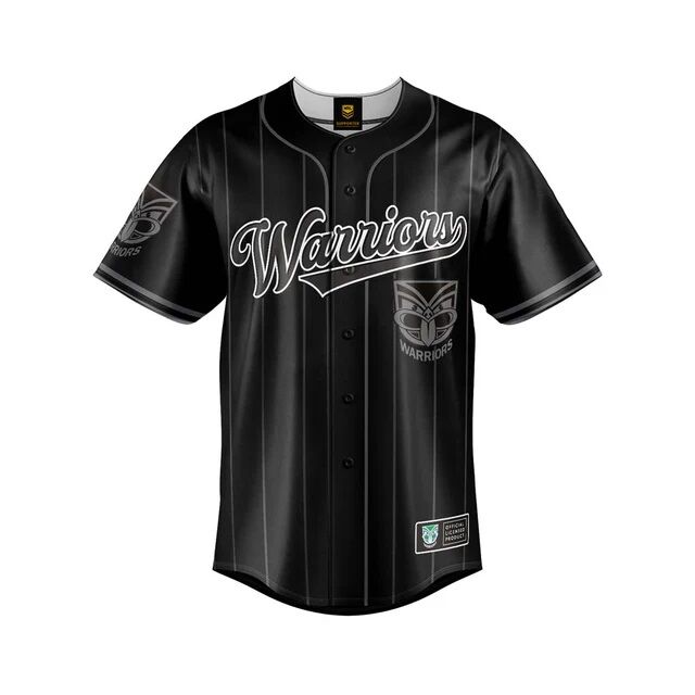 New Zealand Warriors NRL 'Blackout' Baseball Jersey Slugger Kids Sizes 8-14!