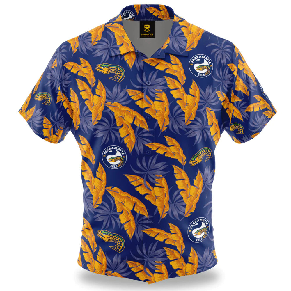 Parramatta Eels NRL Paradise Hawaiian Polo Shirt Sizes S-5XL!