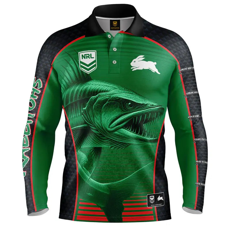 South Sydney Rabbitohs NRL Barracuda Fishing Shirt Mens Sizes S-5XL!