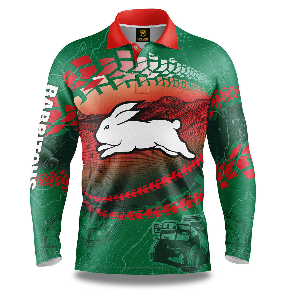 South Sydney Rabbitohs NRL Trax Off-Road Camping Polo T Shirt Sizes S-5XL!