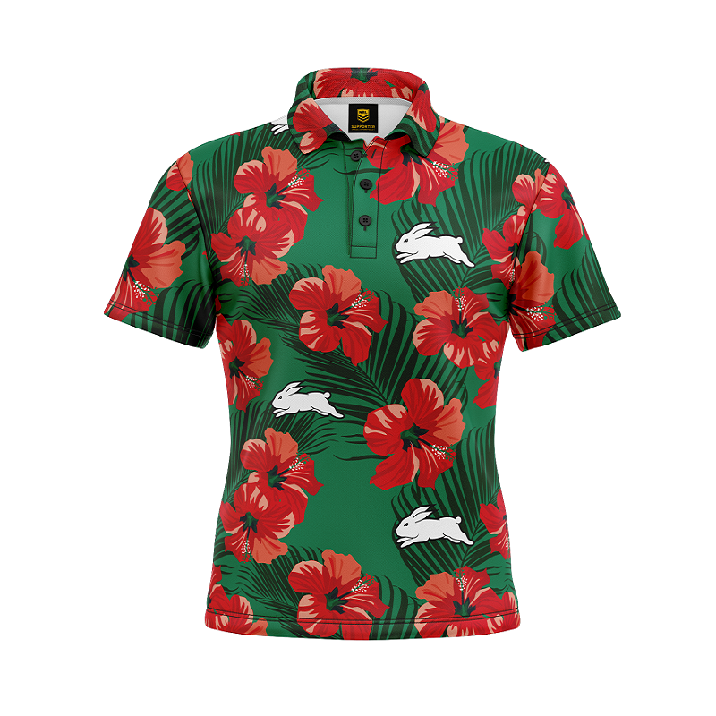 South Sydney Rabbitohs NRL Aloha Golf Polo Shirt Sizes S-5XL!