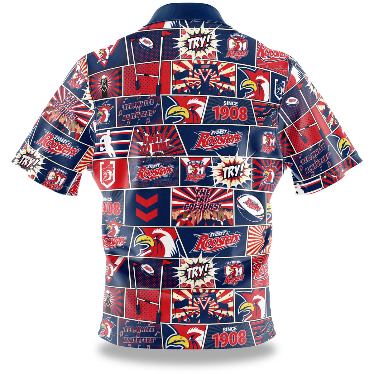 Sydney Roosters NRL Fanatic Button Up Shirts Polo Sizes S-5XL!