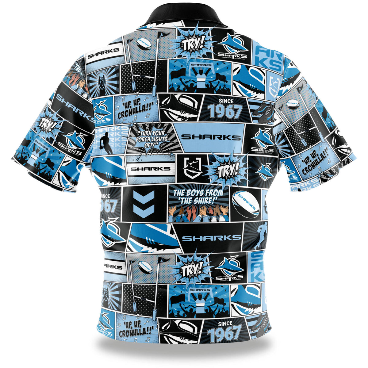 Cronulla Sharks NRL Fanatic Button Up Shirts Polo Sizes S-5XL!