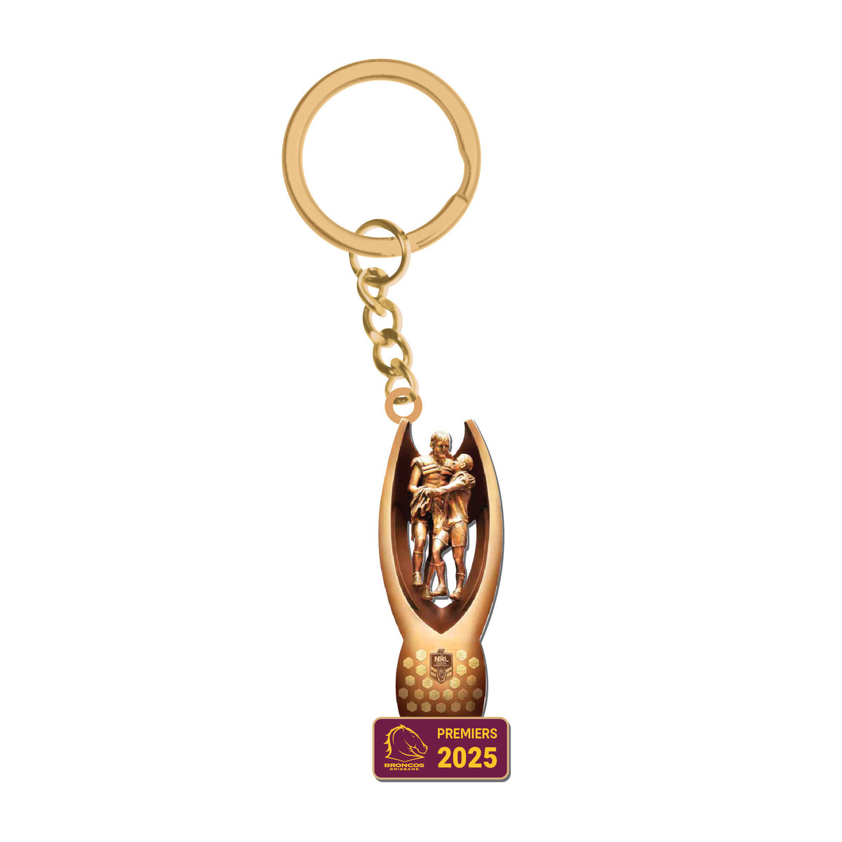 Brisbane Broncos NRL 2025 Premiers 3D Trophy Keyring! In Stock!