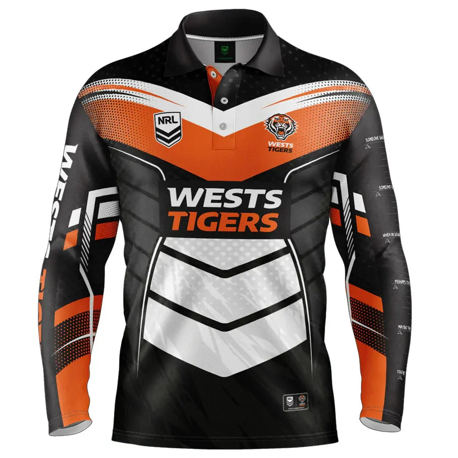 Wests Tigers NRL 'Cyber' Fishing Shirt Sizes S-5XL! Polo Jersey