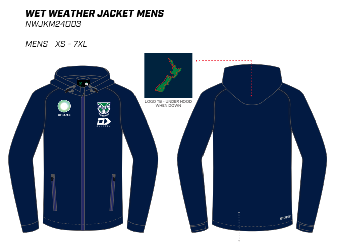 New Zealand Warriors NRL 2024 Dynasty Wet Weather Jacket Adult Sizes S-7XL!
