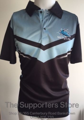 Cronulla Sharks NRL Classic Sublimated V Neck Polo Shirt Sizes S-5XL! 6