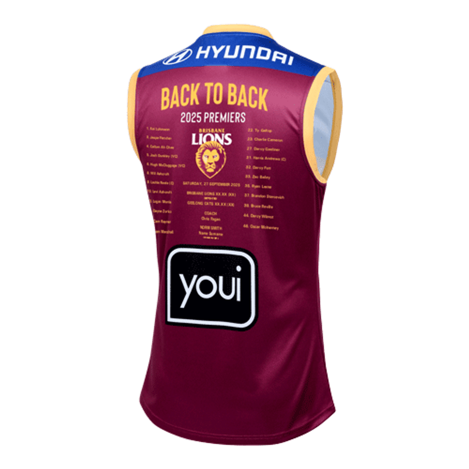 Brisbane Lions AFL 2025 Premiers Guernsey Sizes S-4XL! In Stock!