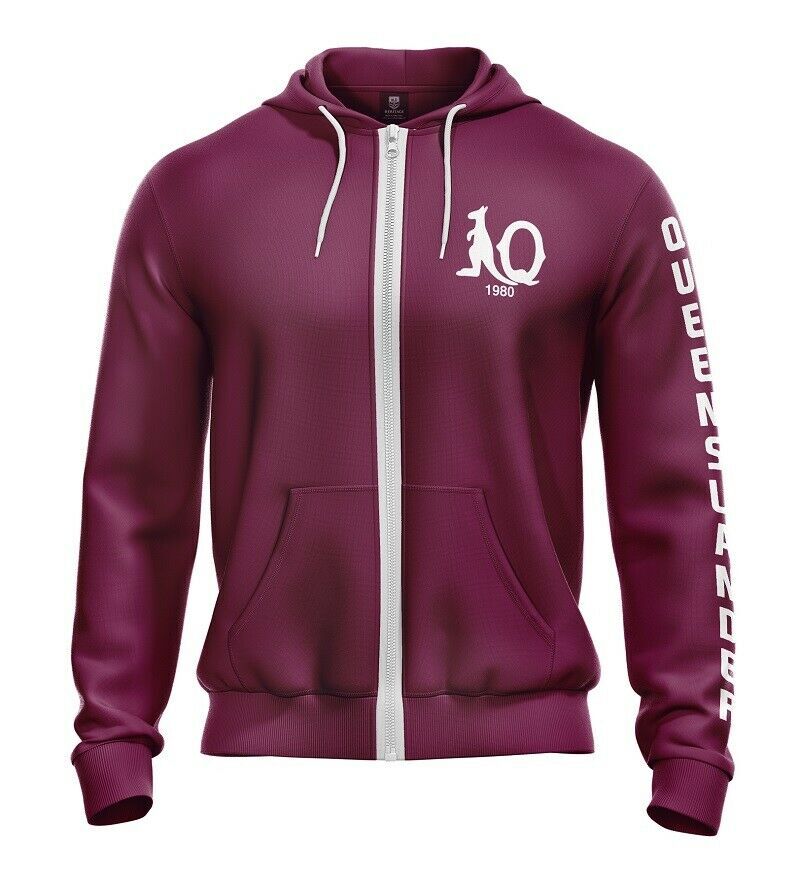 Queensland Maroons Retro Heritage Logo Zip Hoodie/Jacket Sizes S-5XL! W9