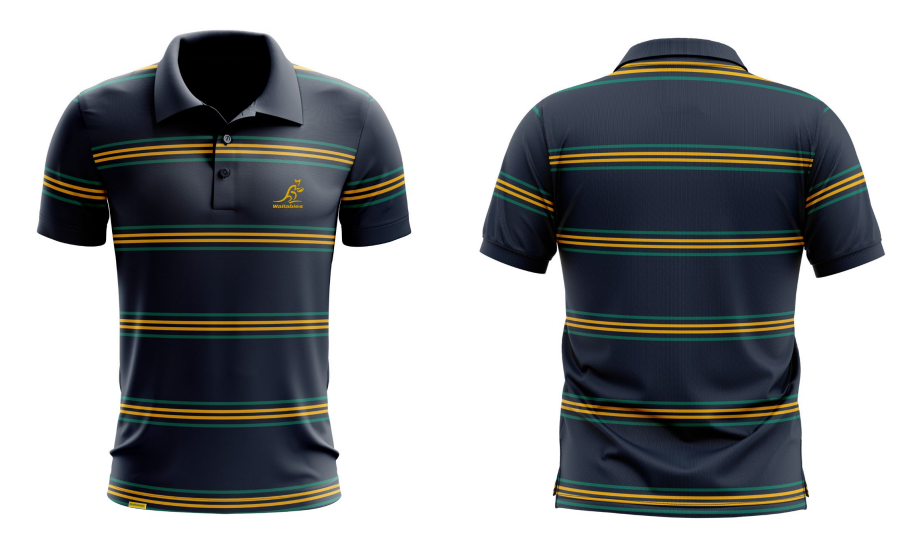Australian Wallabies ARU Rugby Union Stripe Pique Polo Sizes S-5XL!