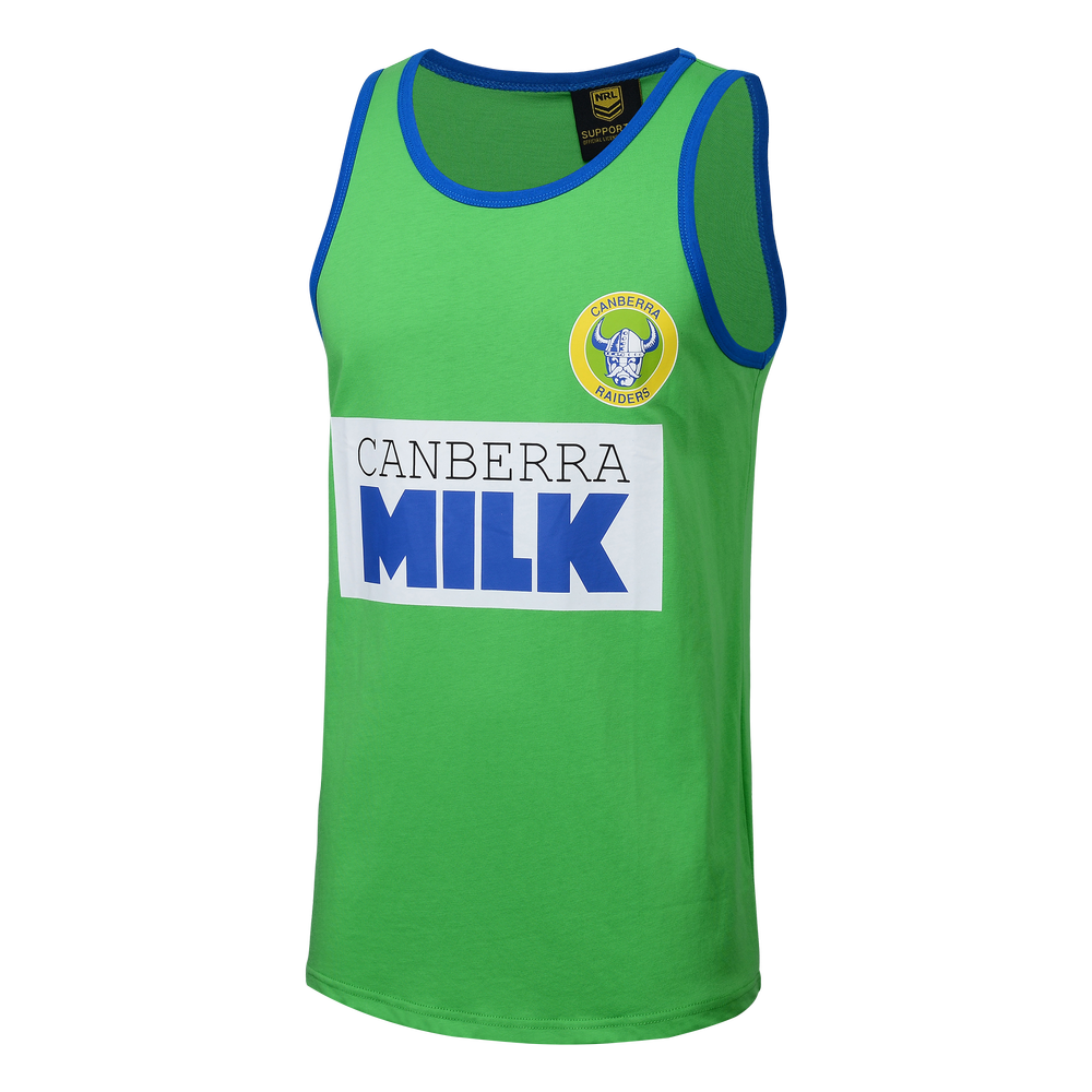 Canberra Raiders ARL NRL Classic Retro MILK Cotton Singlet Sizes S-5XL!