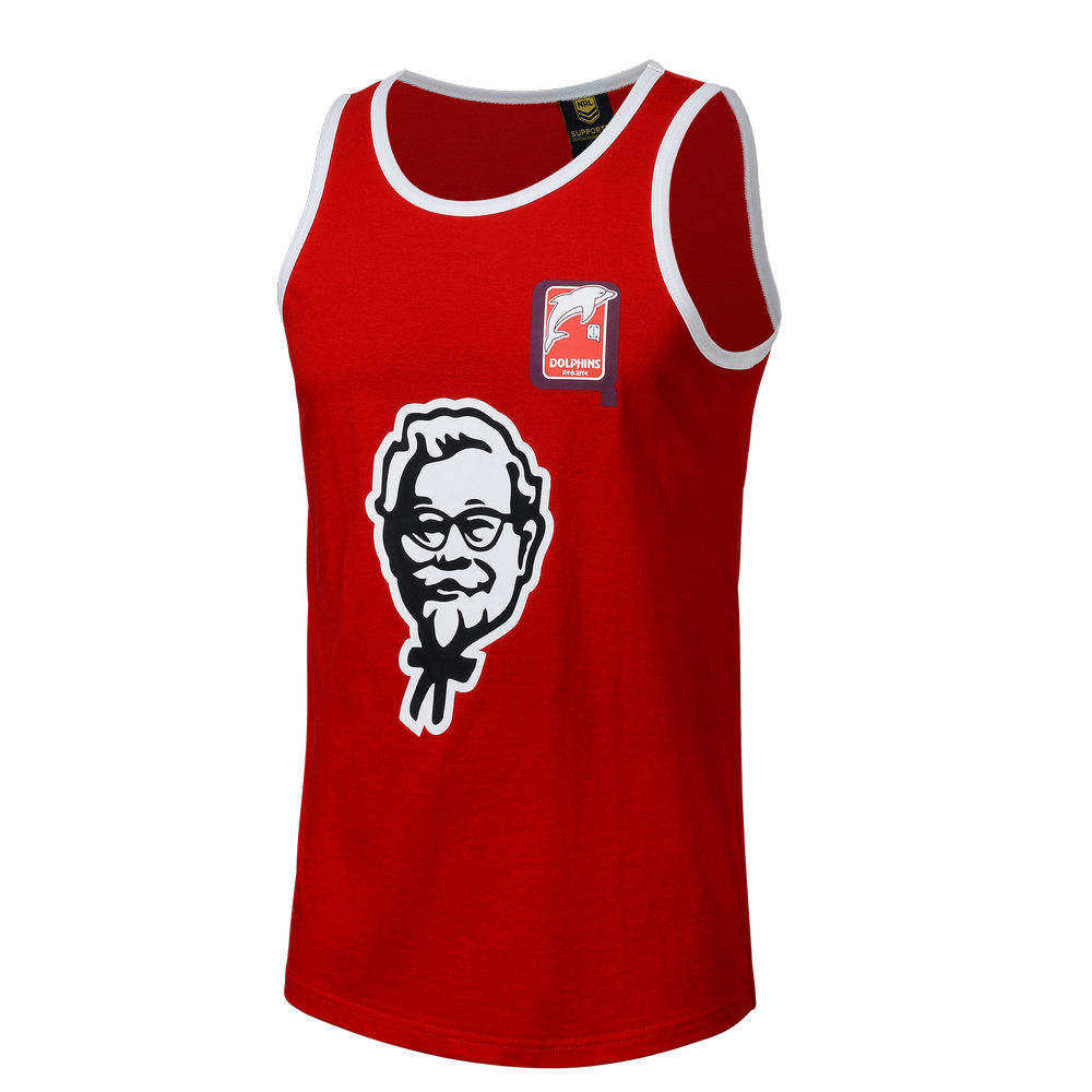 The Dolphins ARL NRL Classic Retro KFC Cotton Singlet Sizes S-5XL!