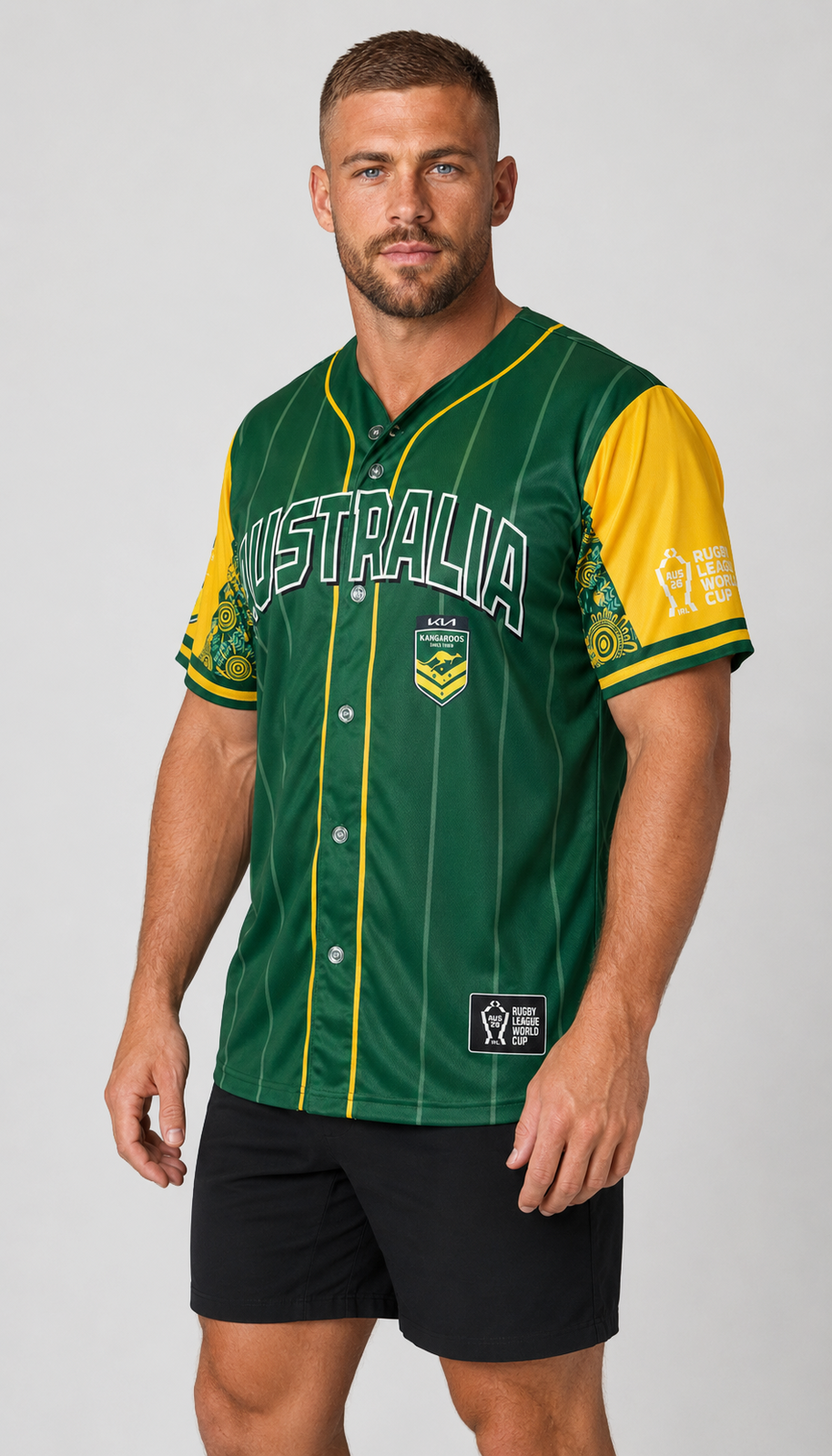 Australian Kangaroos RLWC 2026 Slugger Baseball Jersey Shirt Sizes 8-14!