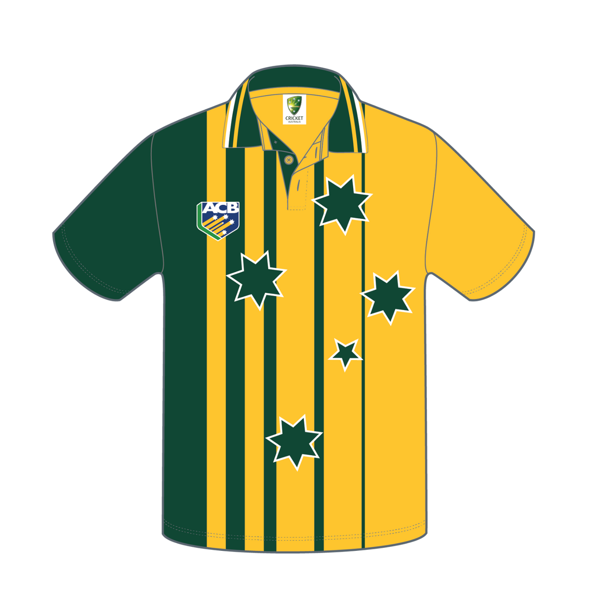 Cricket Australia Green & Gold Retro Knitted Polo Jersey Shirt Sizes S-5XL!
