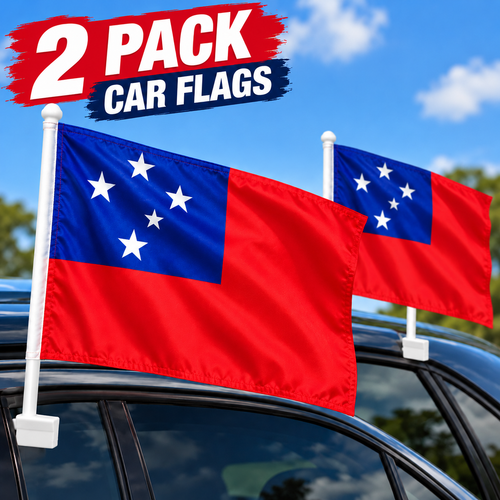 2 x Samoa National Car Flag Toa Samoa RLWC Polyester Flag 30cm x 45cm with Pole!
