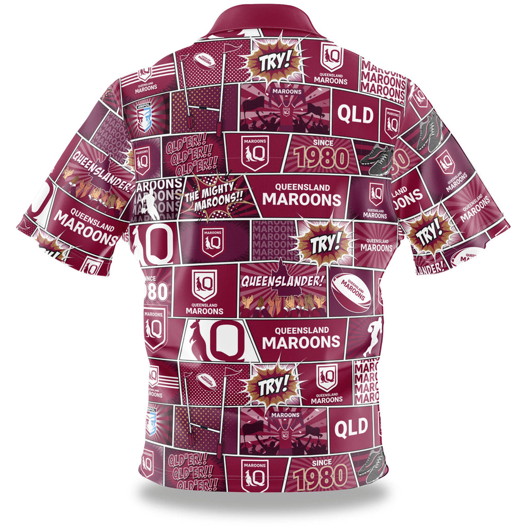 Queensland QLD Maroons NRL SOO Fanatic Button Up Shirt Polo Sizes S-5XL!