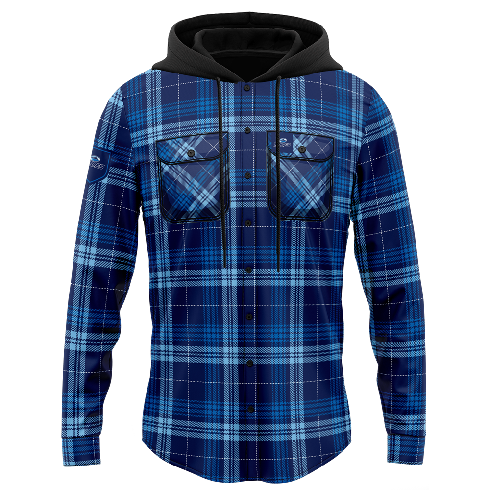 Auckland Blues Super Rugby Hooded Flannel Shirt Sizes S-7XL!