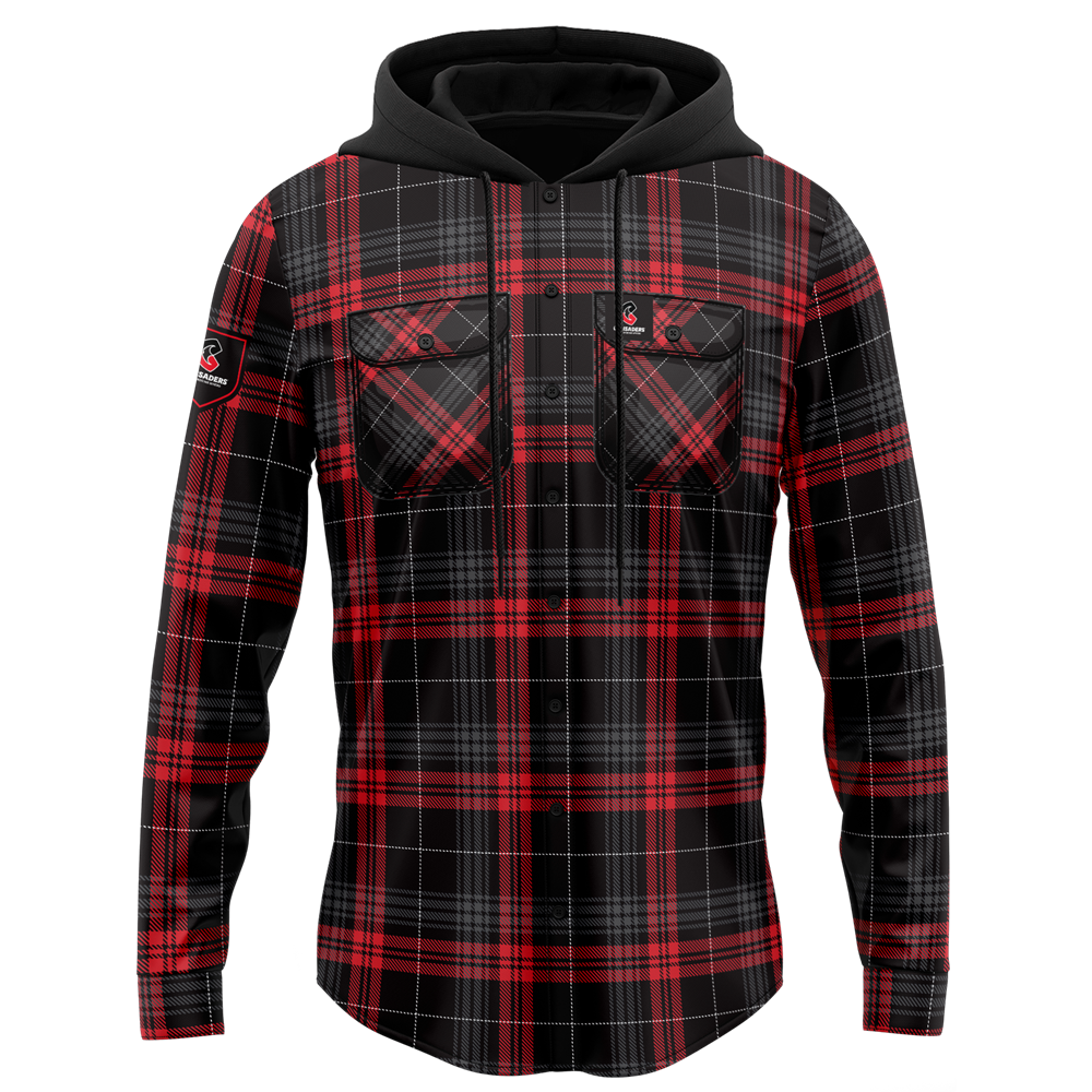 Canterbury Crusaders Super Rugby Hooded Flannel Shirt Sizes S-7XL!