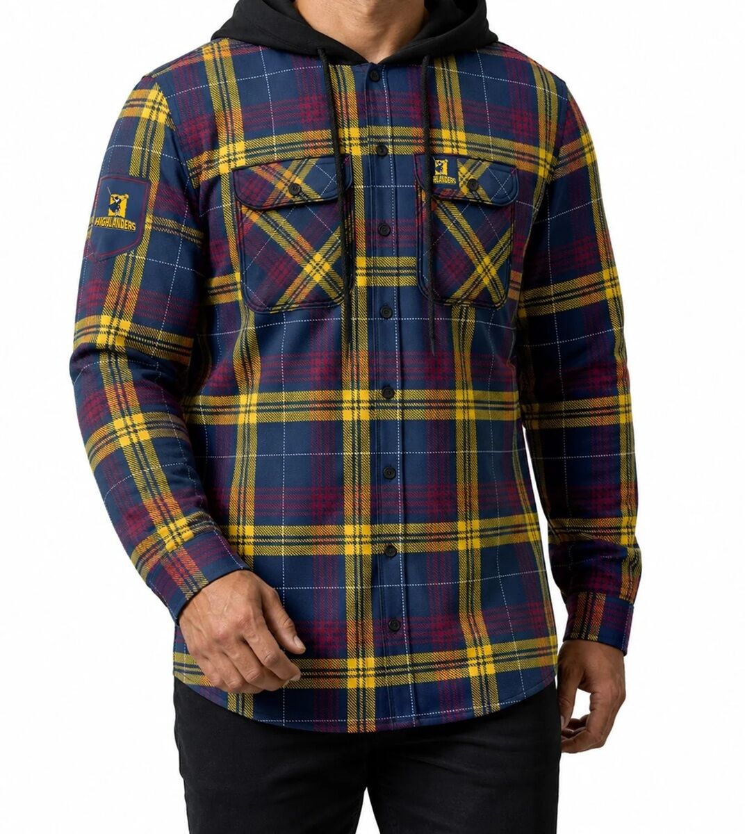 Otago Highlanders Super Rugby Hooded Flannel Shirt Sizes S-7XL!