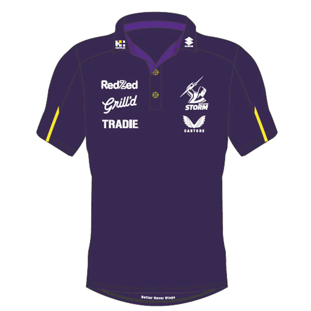 Melbourne Storm NRL Castore Media Polo Purple Sizes S-5XL! T2