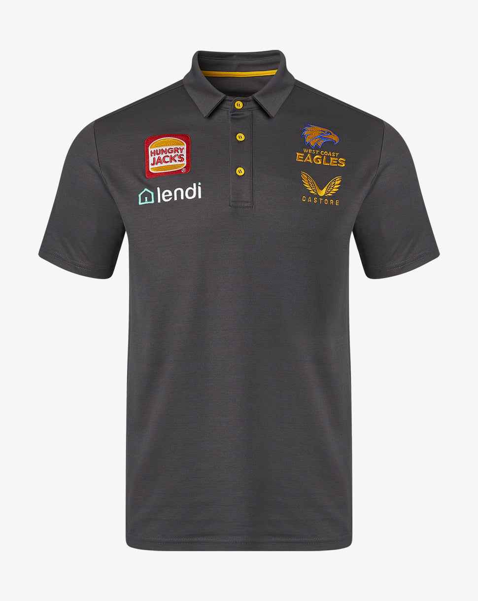 West Coast Eagles AFL Castore Media Polo Charcoal Size S-5XL! T2