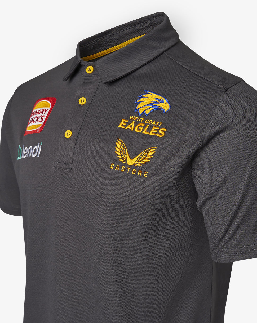 West Coast Eagles AFL Castore Media Polo Charcoal Size S-5XL! T2