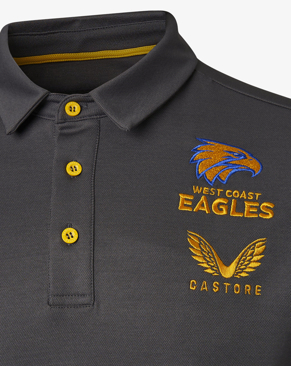 West Coast Eagles AFL Castore Media Polo Charcoal Size S-5XL! T2