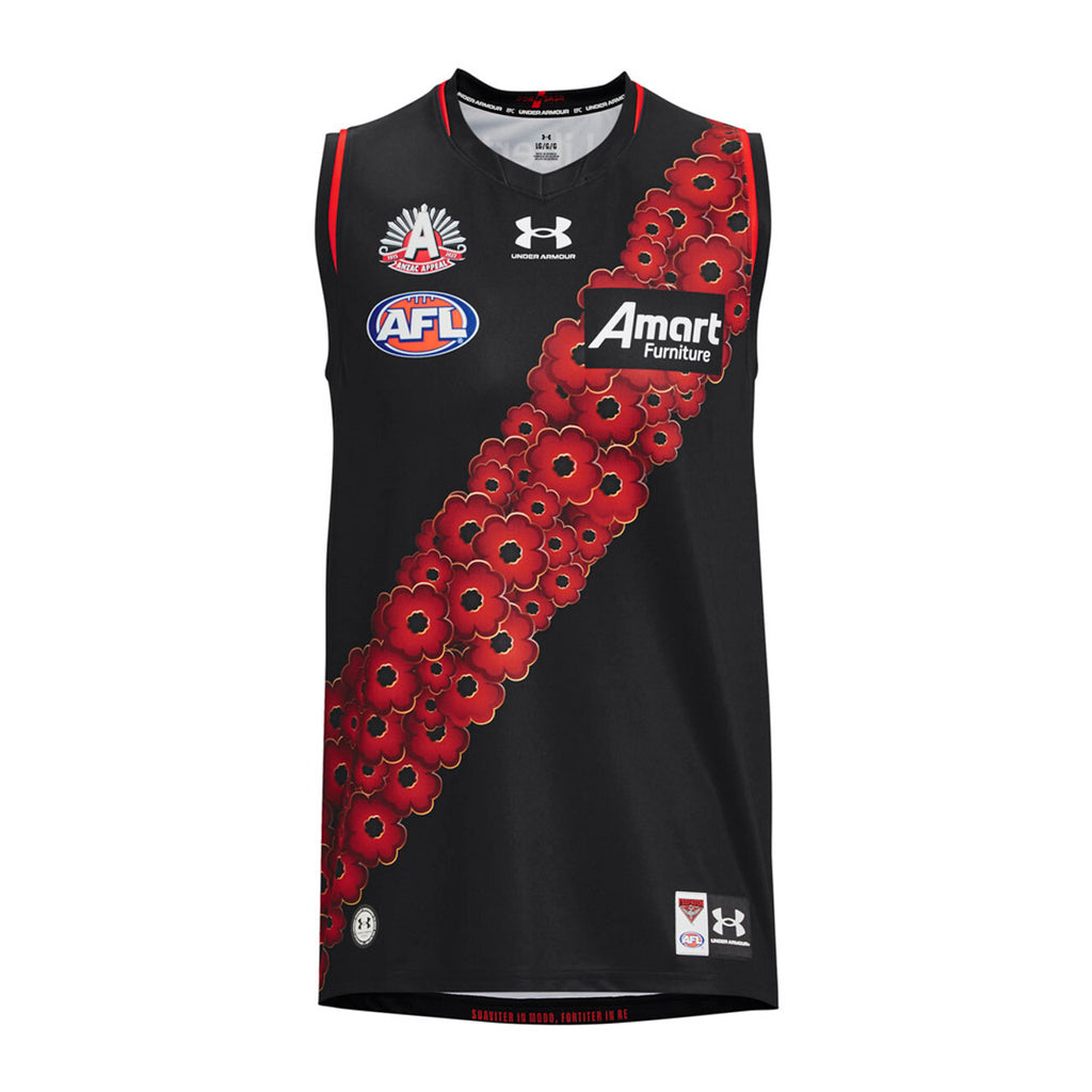 Essendon Bombers AFL Under Armour ANZAC Guernsey Sizes S-5XL! T3
