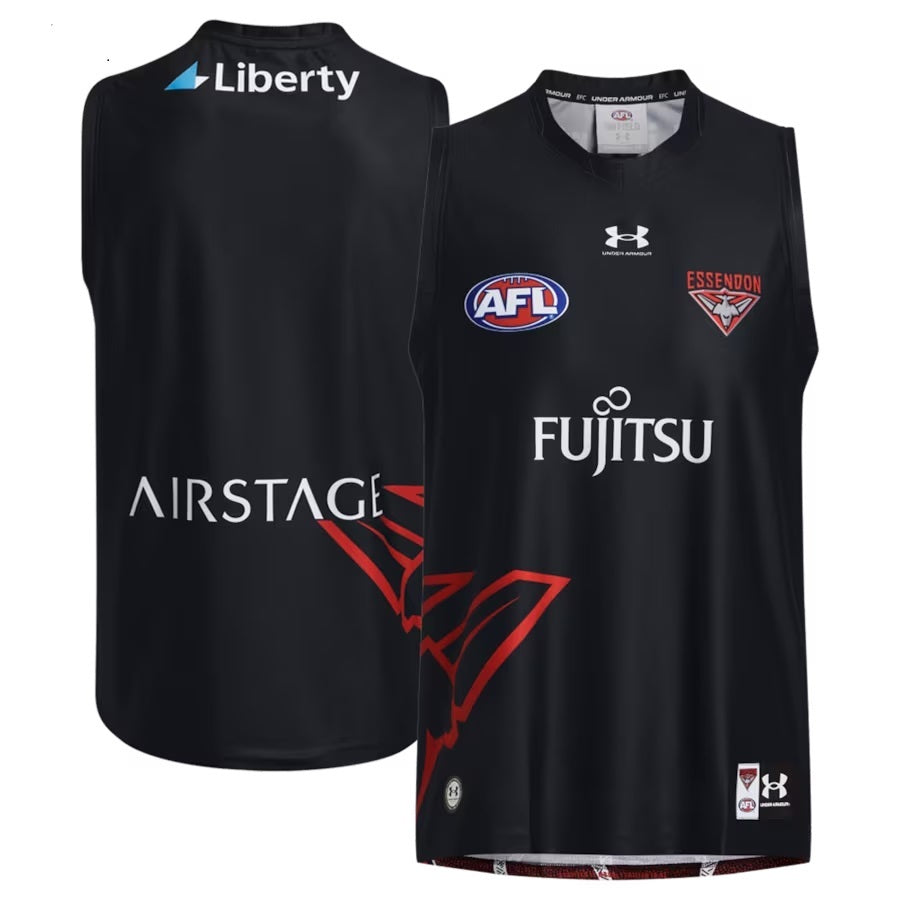 Essendon Bombers AFL Under Armour Black Training Guernsey Sizes S-3XL! T4