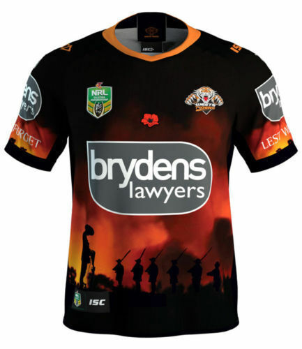 Wests Tigers NRL Commemorative Anzac Jersey Adults & Kids Sizes! T8