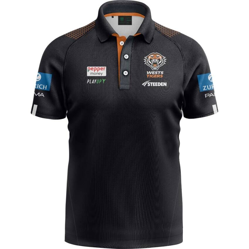 Wests Tigers NRL 2025 Steeden Players Media Polo Shirt Sizes S-7XL!